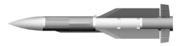 Az R–33 rakéta oldalnézete