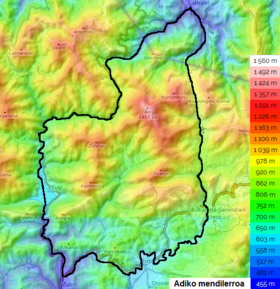 Carte topographique du massif d'Adi.