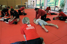 The Aikikai foundation of the Japanese martial art Aikido incorporates massage into their routine, in Slovenia.