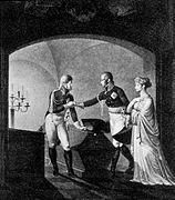 Фридрих Вильгельм III, королева Луиза и Александр I у гроба Фридриха II (1806)