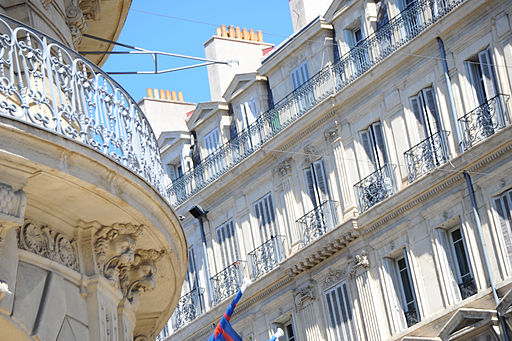 Apartment building facades close up view, Marseille, Provence-Alpes-Côte d'Azur, Southeastern France , Western Europe-3