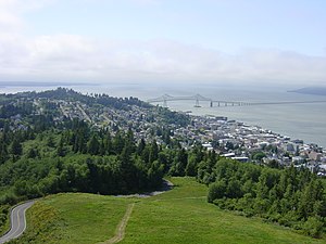 The Astoria-Megler Bridge carries US 101 over the Columbia River.