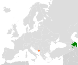 Map indicating locations of Azerbaijan and Montenegro