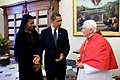 Image 1President Barack Obama and First Lady Michelle Obama meet with Pope Benedict XVI at the Vatican on July 10, 2009. (from Women in Vatican City)