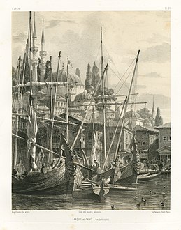 Barques et caïques à Constantinople, par Eugène Flandin, 1853.