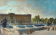 The Battle of Britain anniversary parade at Buckingham Palace in 1943 Battle of Britain Anniversary, 1943 - RAF Parade at Buckingham Palace Art.IWMARTLD3911.jpg