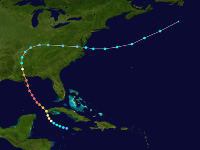 Estados afetados pelo Furacão Camille em 1969.