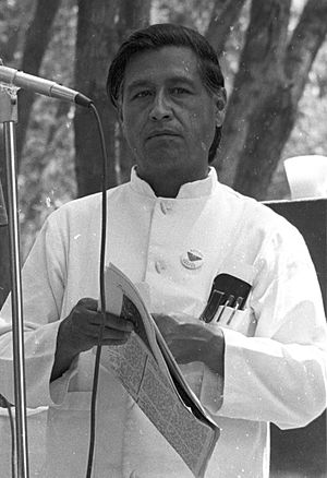 Cesar Chavez at the Delano UFW rally.