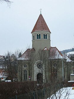 Pohled na českokrumlovskou synagogu, foto únor 2010