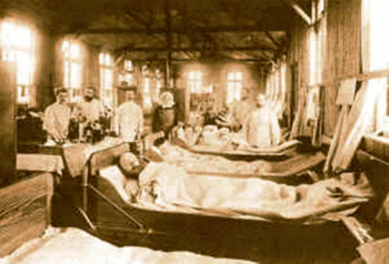 Cholerabaracke in Hamburg während der Choleraepidemie von 1892