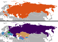 Changes in national boundaries in post-Soviet and post-Yugoslav states after the revolutions of 1989 were followed by a resurgence of nationalism. Cold War border changes.png