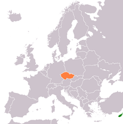 Map indicating locations of Cyprus and Czech Republic
