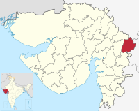 मानचित्र जिसमें दाहोद ज़िला Dahod district દાહોદ જિલ્લો हाइलाइटेड है