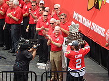 Keith with the Conn Smythe Trophy in 2015. Dk-cstrophy-2015.jpg