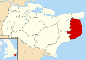 Pozicija Distrikta Dover na karti Grofovije Kent