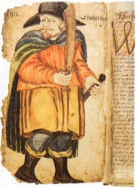 Эгиль Скаллагримсон. Миниатюра из исландской рукописи AM 426 fol. XVII века