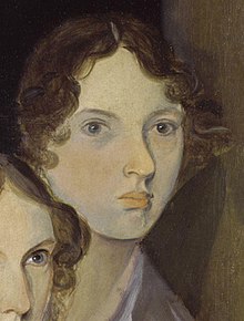 The only undisputed portrait of Brontë, from a group portrait by her brother Branwell[1]