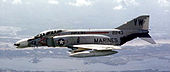 A F-4B Phantom from VMFA-314 returns to Chu Lai in September 1968. F-4B VMFA-314 1968.jpg