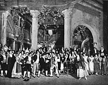 Instant del duel que s'esdevé a la segona escena de l'òpera, en una de les representacions a la Metropolitan Opera House.