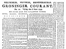 Groninger Courant newspaper from the 8th of March 1799