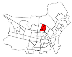 De wijk Heikant onderverdeeld in de buurtschappen: Vlashof (links), De Schans (rechts) en De Lijnse Hoek (onder)