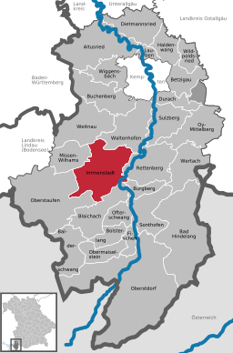 Läget för Immenstadt im Allgäu i Landkreis Oberallgäu