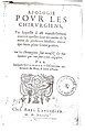 Frontispice de l'Apologie pour les chirurgiens de 1593