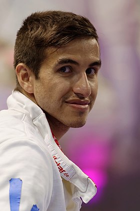 Jesús Andrés Lugones Ruggeri au Challenge SNCF Réseau 2016, une étape de la Coupe du monde épée messieurs, au stade Pierre-de-Coubertin à Paris.