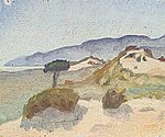 Landskap med sandkullar och havsbukt (c:a 1916)