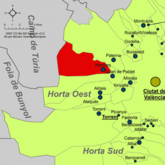 Localización de Localización de la localidad valenciana respecto al Orto Oeste.