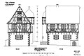 Das 1555 erbaute Rathaus zu Wachenbuchen im Kreis Hanau: Zeichnung der Absolventen der Kgl. Baugewerkschule Frankfurt/M. Jean Fix und Philipp Engelhardt, aufgenommen 1910[15]