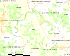 Mapa obce Clion