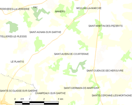 Mapa obce Saint-Aubin-de-Courteraie