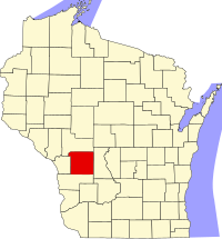 Map of Viskonsin highlighting Monroe County