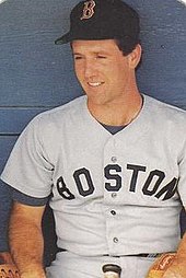 Marty Barrett continued his torrid hitting pace in Game 5 with his fourth straight multi-hit game; he would finish as both the final batter of the Series and with the most hits at 13. Marty Barrett Red Sox.jpg