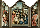 Tríptico de la Adoración de los Reyes Magos, vendido en 2007. Altura máxima 59,5 cm (23,4 in)