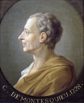 Montesquieu, who argued for the separation of the powers of government Montesquieu 1.png