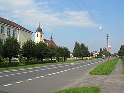 Main street and the Church of the Exaltation of the Holy Cross
