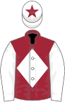 Maroon, white diamond and sleeves, white cap, maroon star