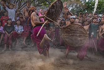 Le Peresean (id), sport traditionnel chez les Sasak. Novembre 2019.