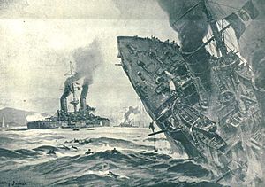 Загибель італійського панцерного крейсера «Джузеппе Гарібальді», торпедованого австро-угорським підводним човном SM U-4. 18 липня 1915