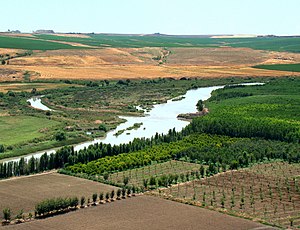 none About 100 km from its source, the Tigris enables rich agriculture outside Diyarbakır, Turkey.