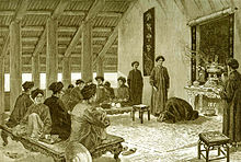 Drawing of a Vietnamese marriage ceremony