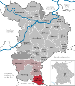 Poziția Volkenschwand pe harta districtului Kelheim