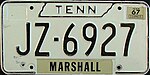 Номерной знак Теннесси 1966 года выпуска JZ-6927.jpg