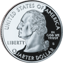 A US quarter, 25 cent coin.