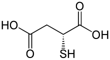 Strukturformel der D-Form von 2-Sulfanylbernsteinsäure