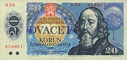 Húszkoronás bankjegy Comenius arcképével (1988)