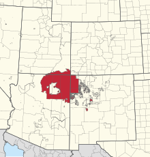 Map of United States Southwest with Navajo Nation colored in red.