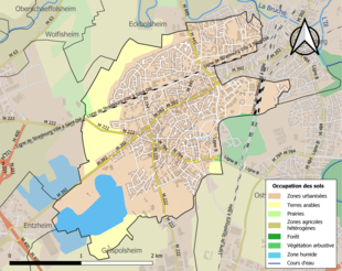 Carte en couleurs présentant l'occupation des sols.